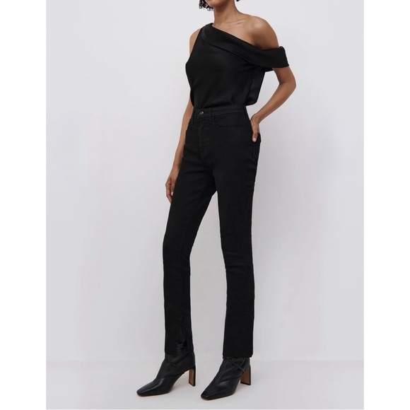 Jonathan Simkhai - Black Embellished Split Hem Jeans - Picture 4 of 9